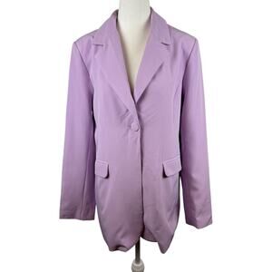 Pink Lily Womens Lilac One Button Blazer Sz L | Pastel Clean Girl Office‎ Career